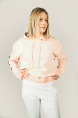 Never Fail Women's Pink Cropped Hoodie - Side Logo