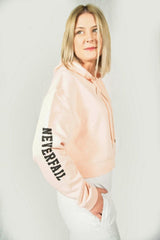 Never Fail Women's Pink Cropped Hoodie - Side Logo