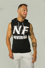 Never Fail Mens Black Hooded Muscle Tank