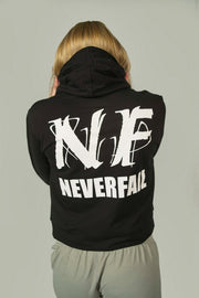 Never Fail Womens Black Stretch Cropped Hoodie