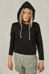 Never Fail Womens Black Stretch Cropped Hoodie